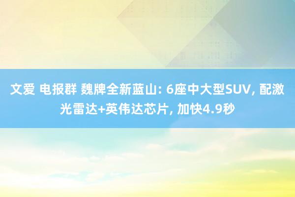 文爱 电报群 魏牌全新蓝山: 6座中大型SUV, 配激光雷达+英伟达芯片, 加快4.9秒