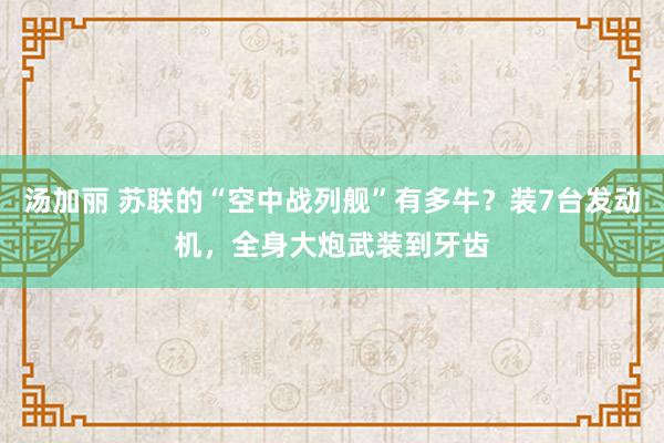 汤加丽 苏联的“空中战列舰”有多牛？装7台发动机，全身大炮武装到牙齿