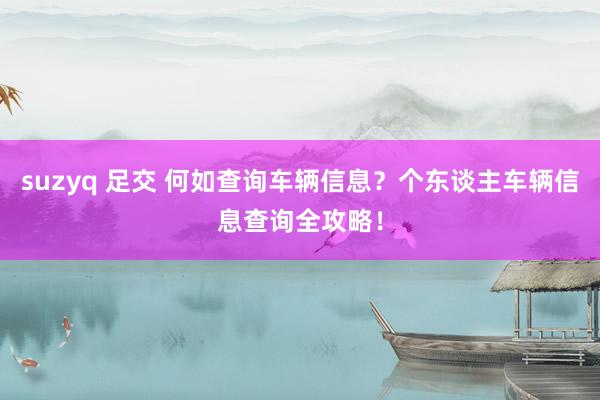 suzyq 足交 何如查询车辆信息？个东谈主车辆信息查询全攻略！