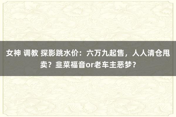 女神 调教 探影跳水价：六万九起售，人人清仓甩卖？韭菜福音or老车主恶梦？