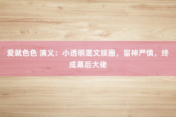 爱就色色 演义：小透明混文娱圈，留神严慎，终成幕后大佬