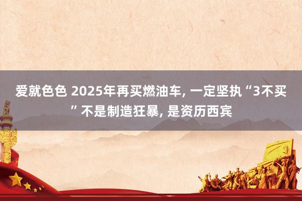 爱就色色 2025年再买燃油车， 一定坚执“3不买”不是制造狂暴， 是资历西宾