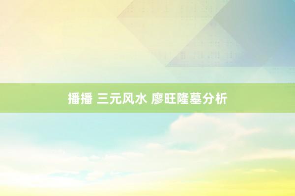 播播 三元风水 廖旺隆墓分析