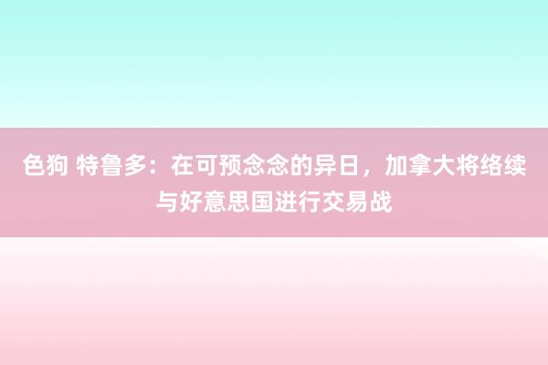色狗 特鲁多：在可预念念的异日，加拿大将络续与好意思国进行交易战