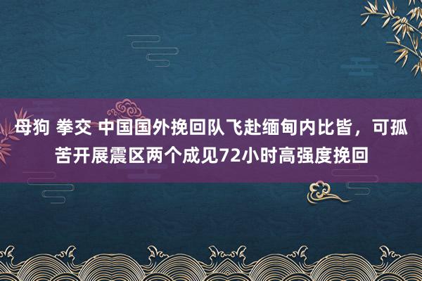 母狗 拳交 中国国外挽回队飞赴缅甸内比皆，可孤苦开展震区两个成见72小时高强度挽回